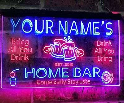 Personalized Home Bar Neon Sign