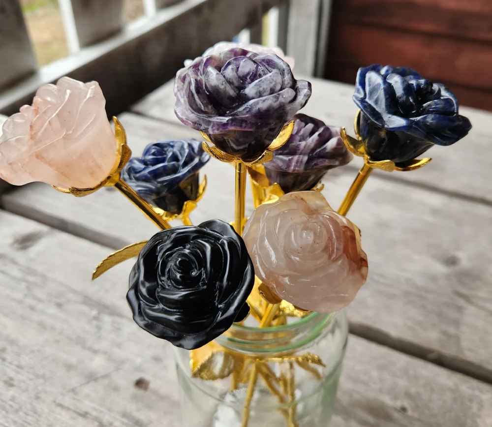 Gemstone Carved Roses