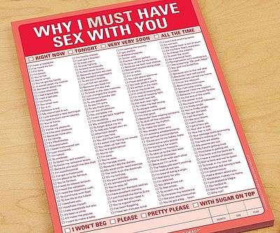 Why I MUST Have Sex With You Checklist